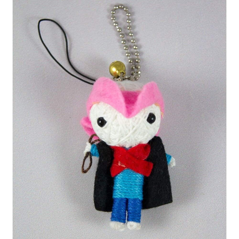 Watchover Yarn Wrapped Voodoo Doll Key Chain Purse Charm w/Pink Tri Corn Hat